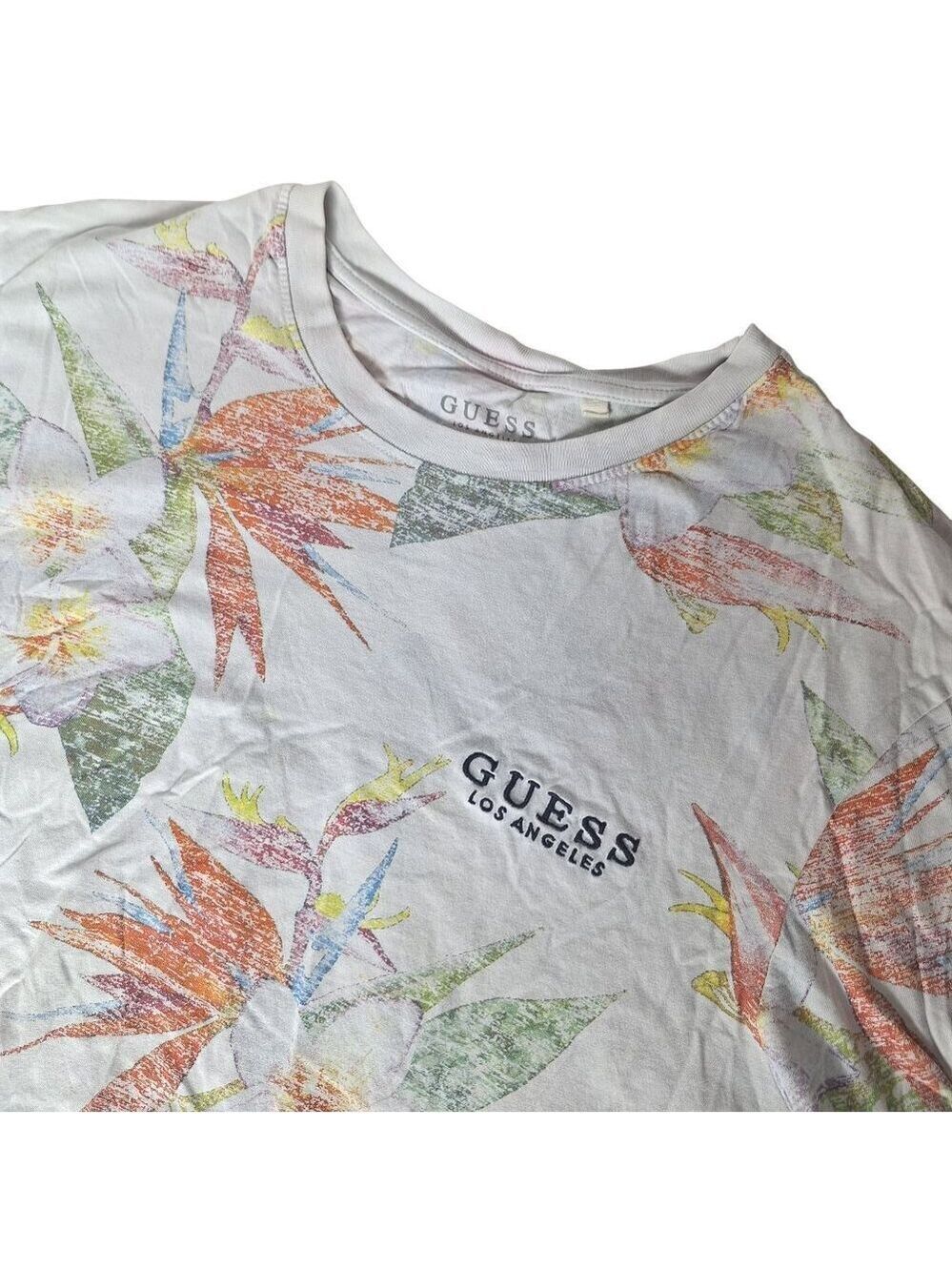 Guess Los Angeles Men's Tropical Floral Bird Print T-Shirt XL